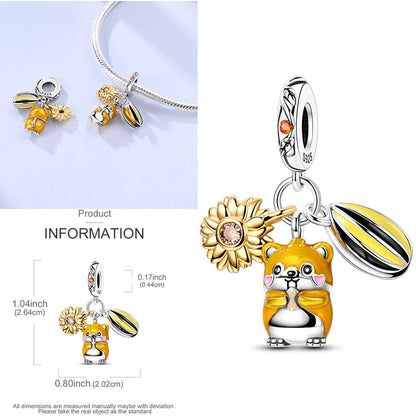 Charms aus 925er-Sterlingsilber, bunt, Sonnenblume, Hund, Jungen, Geschenkartikel, Schmetterling, Flugzeug, Erde, passend für Original-Anhänger, Schmuck, Make-up