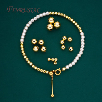 18K vergoldete Perlentrenner 2/2,5/3/4/5/6/8MM Metall glatte runde nahtlose Perlen Abstandshalter Perle für DIY Schmuckherstellung Zubehör