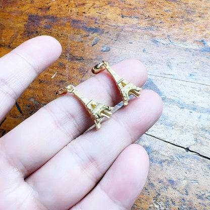 Modischer vergoldeter Charm-Anhänger, Eiffelturm, 925er Sterlingsilber, edler Schmuck, klassisches Geschenk für Damen und Herren