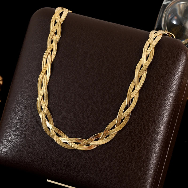 GANEMLY 316l Edelstahl Mode Blätter Kette Halskette für Frauen Charme 18K Metall Kragen Aussage Halskette Wasserdicht