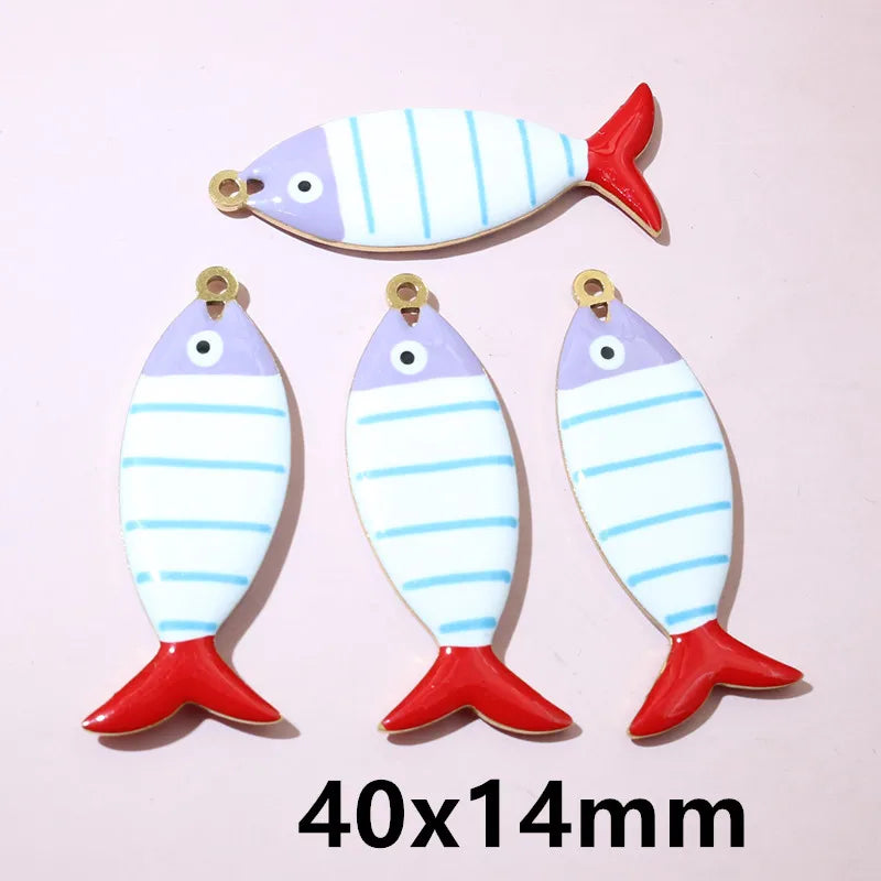 10 Stück Edelstahl Emaille Streifen Fisch Charms Anhänger 40x8/40x14mm DIY Schmuck Herstellung Zubehör für Halsketten Ohrringe