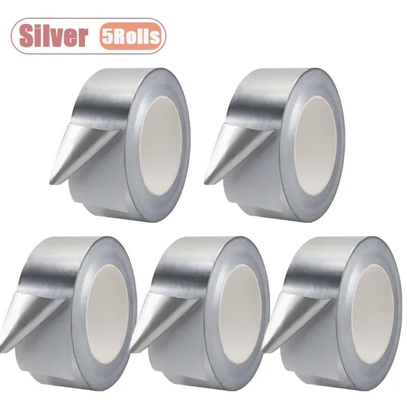 1–10 Rollen robustes Aluminiumfolienband zur Kanalabdichtung und Reparatur von Heißwasserrohren, hitzebeständiger, wasserfester Klebstoff