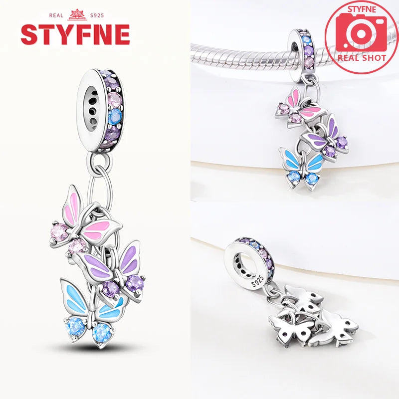 Neue Silber 925 Blaue Libelle Schmetterling Charms Perlen Fit Original Armband für Frauen DIY Edlen Schmuck Zubehör Perlen Geschenke