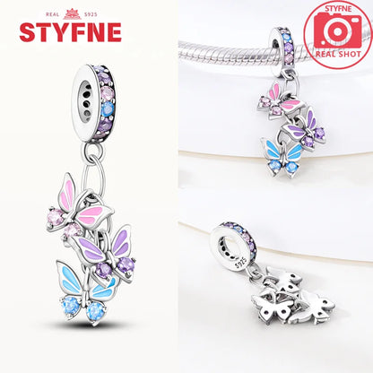 Neue Silber 925 Blaue Libelle Schmetterling Charms Perlen Fit Original Armband für Frauen DIY Edlen Schmuck Zubehör Perlen Geschenke