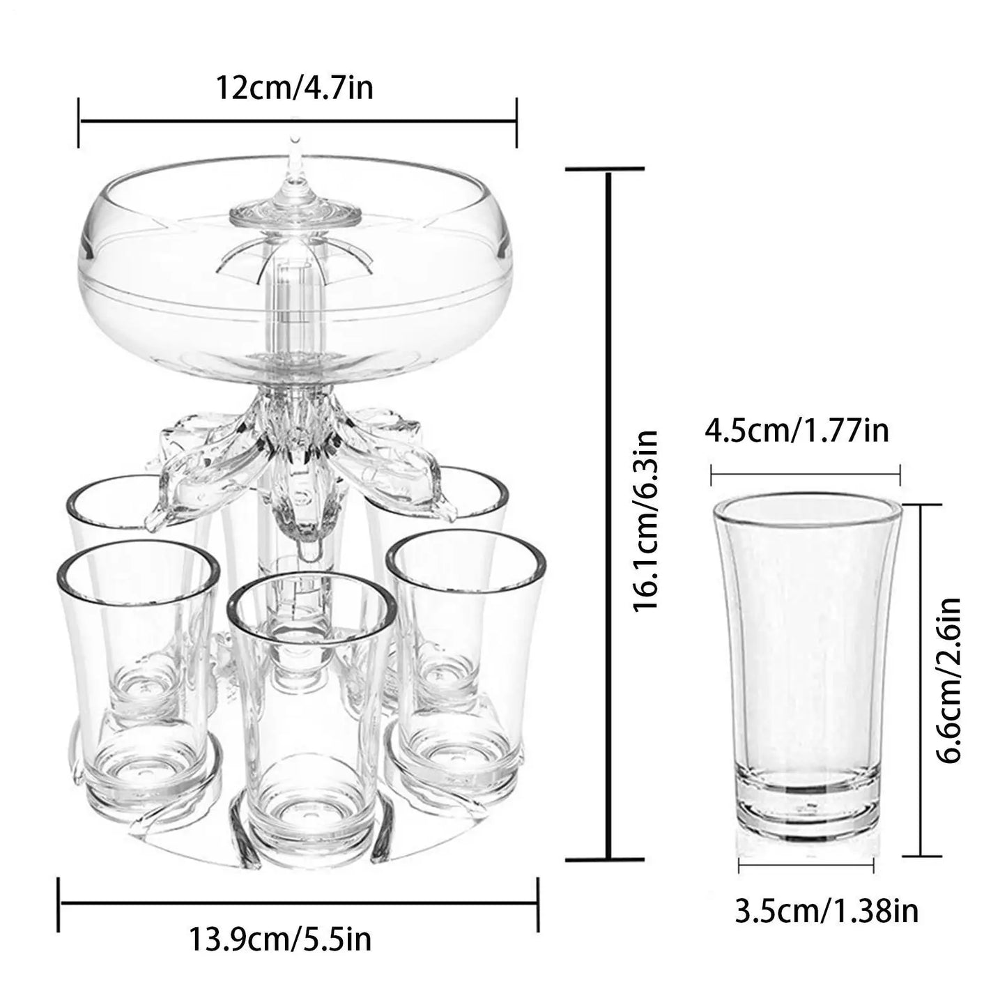 Shot Pourer Dispenser Shot Pourer Liquor Dispenser Cocktail Dispenser 6 Shots Party Drink Dispenser Shot Glass Holder Getränke