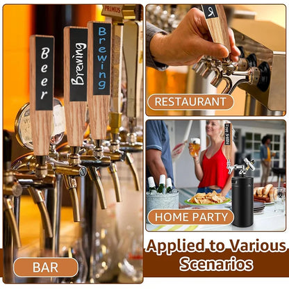 Kreidetafel-Hahngriff, Holz-Bierhahngriffe mit Flüssigkreide-Hersteller-Stift für selbstgebrautes Bier, Kegerator, Bar- und Bierliebhaber