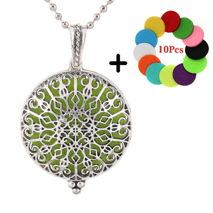 Beliebte Design Mode Aromatherapie Halskette Lotus Parfüm Medaillon Schmuck Ätherisches Öl Diffusor Anhänger Unisex Für Dropshipping