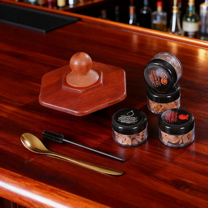 Räucher-Set mit Glasplatte, Cocktail-Räucher-Set mit 4 Holzspäne, Barkeeper-Zubehör für Whisky-Getränke, Raucher-Geschenkset für Männer