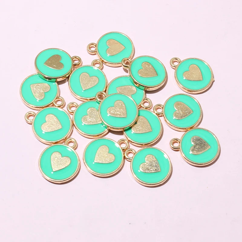 20 Stück Emaille Herz Charms Anhänger doppelseitig 14,5 x 12 mm DIY Schmuckherstellung Zubehör Erkenntnisse für Armband Ohrringe Halskette