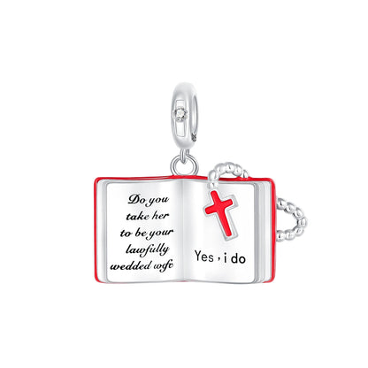 Herz- und Orgel-Charm, 925er-Sterlingsilber, roter Rosenschädel, baumelnder Anhänger, dunkle ästhetische Passform, Armreif, Halskette, DIY-Schmuck