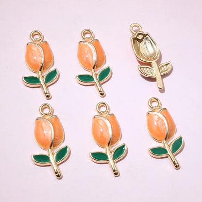 20 Stück 21x10mm Emaille Rose Blumen Anhänger Legierung Metall niedlich Blumen DIY Schmuck Herstellung Zubehör für Halsketten Ohrringe