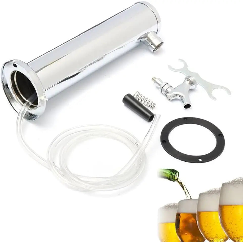 Bierturm mit Zapfhahn, Edelstahl-Biersäule, Zapfanlage mit Zapfhahn und Schlauch, Bier-Kegerator zum Trinken, für Party, Bar, Zuhause, neu