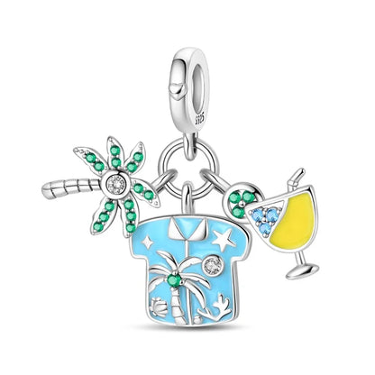 Exquisite Seestern-Perlen aus 925er-Sterlingsilber und vierblättriges Kleeblatt, baumelnder Charm für Armbänder und Halsketten, blaues romantisches Anhänger-Geschenk
