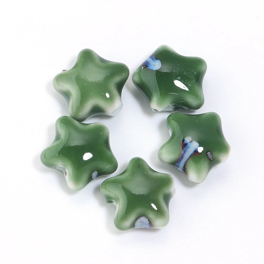 5 teile/los Keramik Stern Perlen Bunte 15x13,5mm Porzellan Lose Spacer Perlen Für DIY Schmuck Machen Armband halskette Zubehör