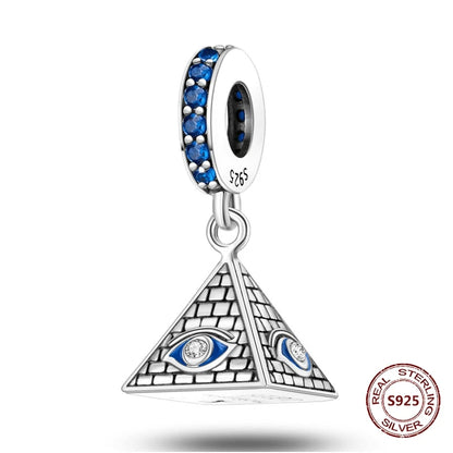 Teufelsaugen-Charm aus 925er Silber, Original-Hand der Fatima, blauer Zirkon, Kreuz, blaue Augen, passend für Armbänder, DIY-Herstellung von Schmuck, Geschenk