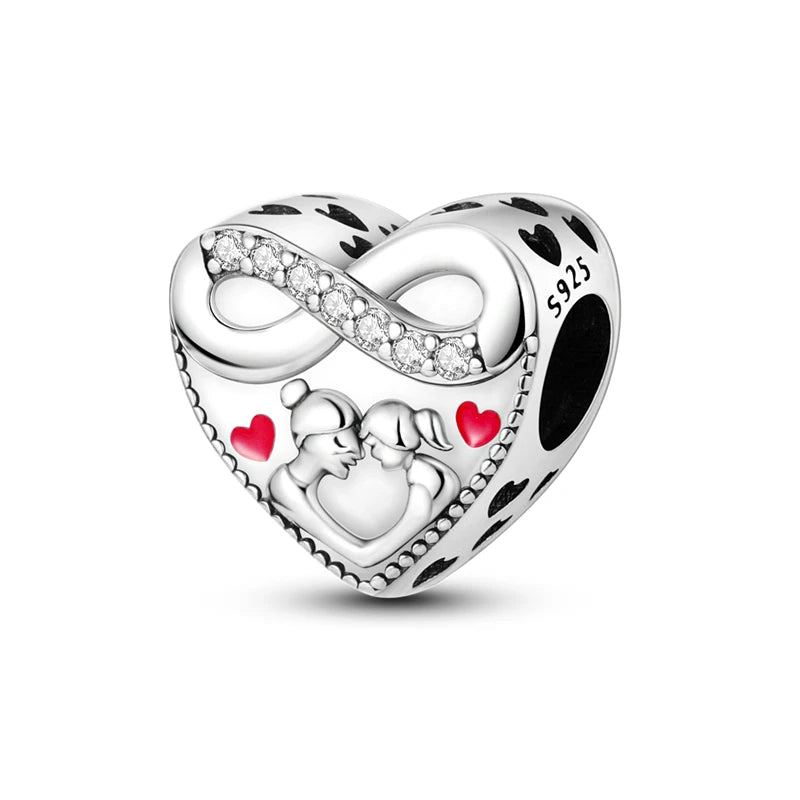 Fit 925 Original Armband 100 % 925 Sterling Silber Glänzende Bunte Zirkon Herz Charms Perlen Exquisite DIY Schmuck Geschenk