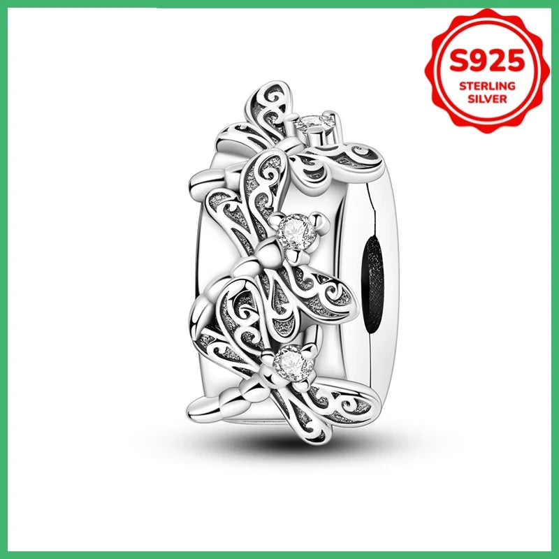 Kleeblatt-Schneeflockenfarbene Sicherheitsschnalle aus 925er Sterlingsilber für modische Damen-Charm-Perlen, geeignet für DIY-Armbänder