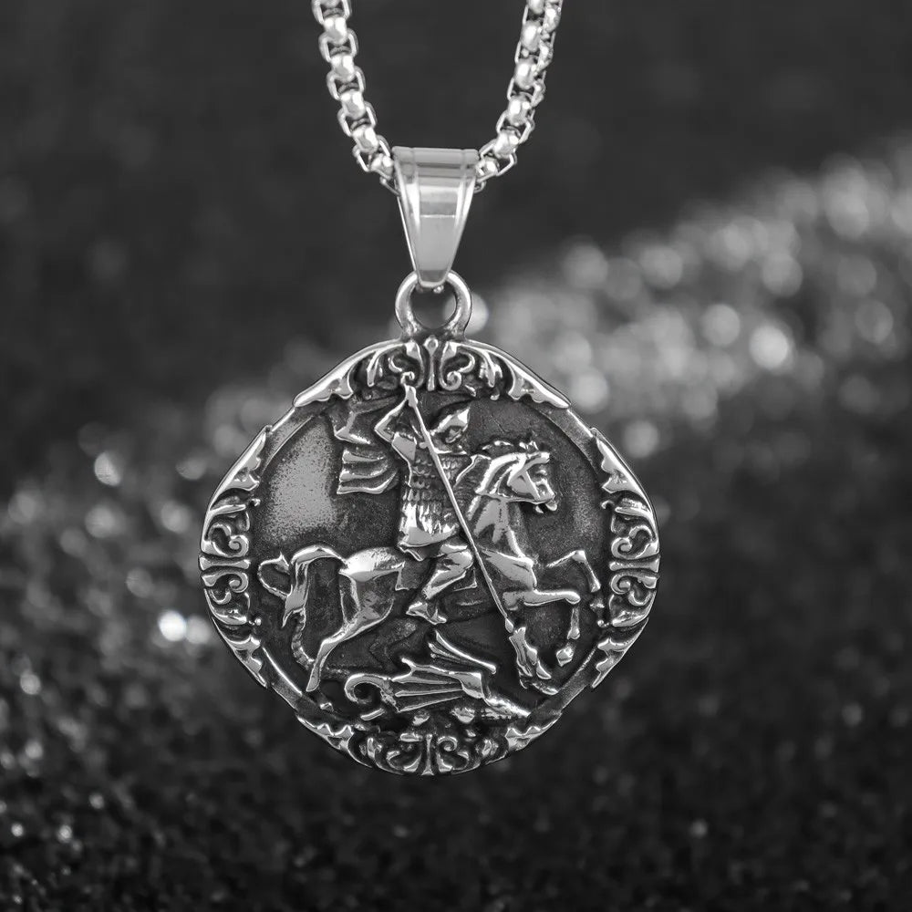 Vintage mittelalterlicher Kriegsritter Anhänger Charm Herren Halskette Weihnachtsgeschenk Valentinstag Geschenk Amulett Schmuck Zubehör