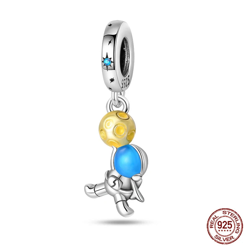 100 % 925 Sterling Silber Mode Raumfahrt Sammlung Rakete Astronaut Charms Perlen passen Qikaola Original Armband DIY Schmuck