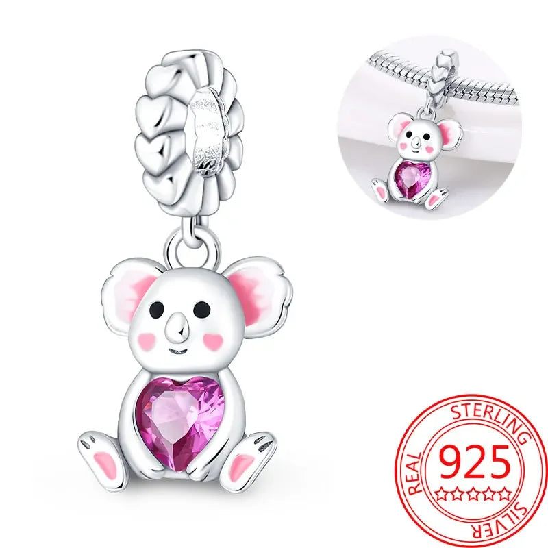 Exquisiter kleiner Affe aus 925er-Sterlingsilber, umarmender roter Herz-Anhänger, passend für Armbänder, Halsketten, Party-Paarung mit handgefertigten Geschenken