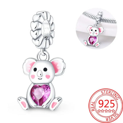 Exquisiter kleiner Affe aus 925er-Sterlingsilber, umarmender roter Herz-Anhänger, passend für Armbänder, Halsketten, Party-Paarung mit handgefertigten Geschenken