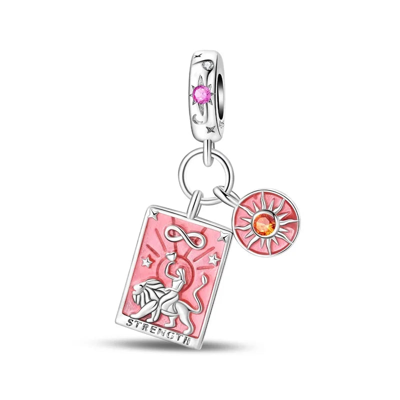 Geheimnisvoller Charm-Anhänger aus 925er-Sterlingsilber mit Hexen- und Tarotkarten-Spielkarten, passend für DIY-Armbänder, Halsketten, die als Glücksgeschenk wünscht
