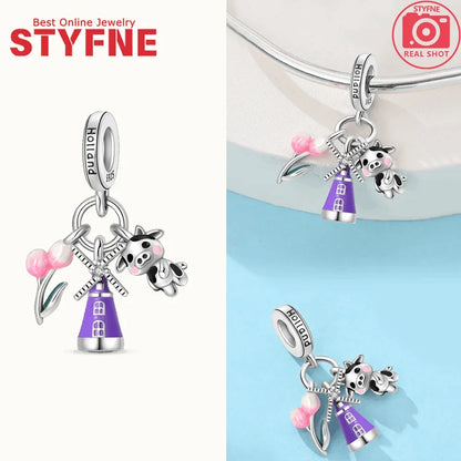 Neue Charms aus 925er Silber, griechischer Tempel, Pariser Turm, London, Big Ben, Perlenanhänger, passend für Original-Armbänder, DIY, kultureller edler Schmuck, Geschenk