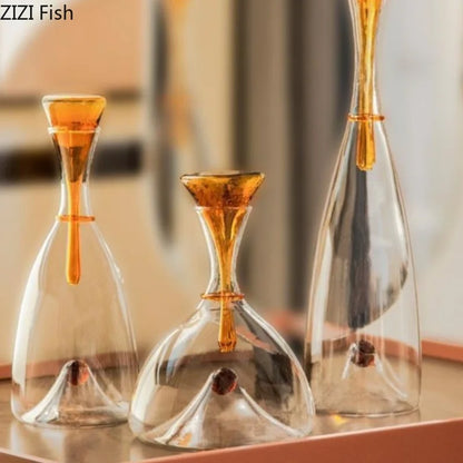 Transparenter Weinwaren-Dekanter aus Glas, Weinspender, rote Weine, Gefäße, Behälter, Glasflaschen, Weinflasche, Trinkutensilien