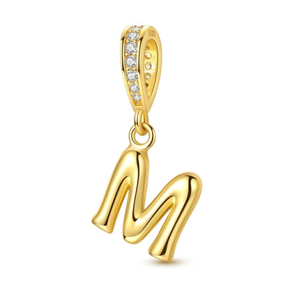 Golden Series Funkelnder Elefanten-Anhänger aus 925er-Sterlingsilber und 26 englische Alphabet-Anhänger, passend für Armbänder, exquisites Geschenk