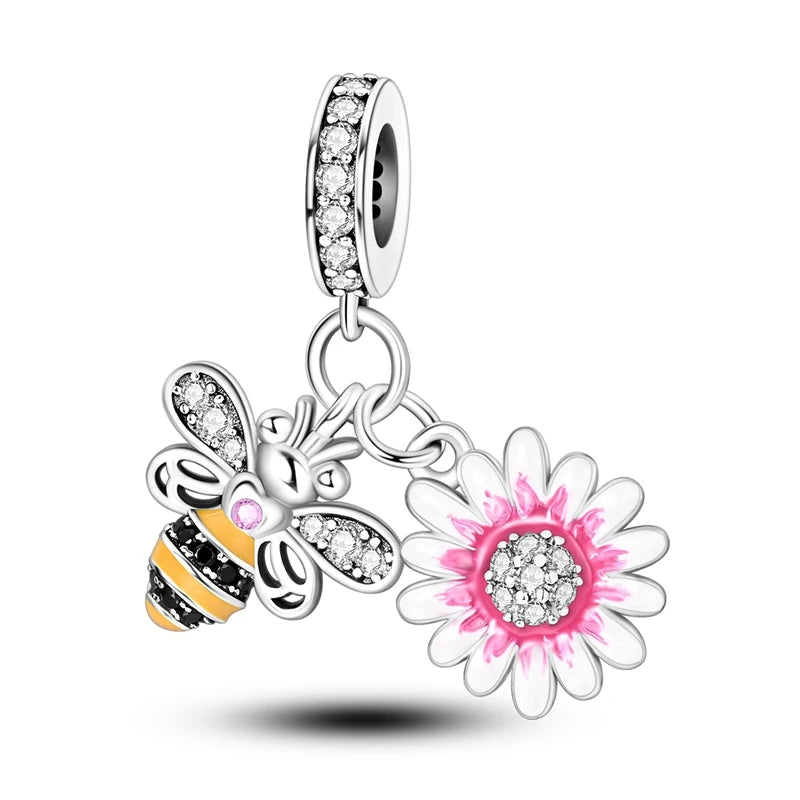 Neue 2025 925 Sterling Silber Charms Perlen Liebe Herz Rosa Original Charm Anhänger Fit Charm Armbänder DIY Schmuck Geburtstag Geschenk