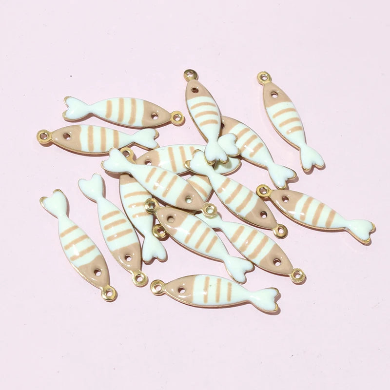 20 Stück Edelstahl Emaille Fisch Charms Anhänger 18x5mm Edelstahl DIY Schmuck Herstellung Zubehör für Ohrringe Halskette
