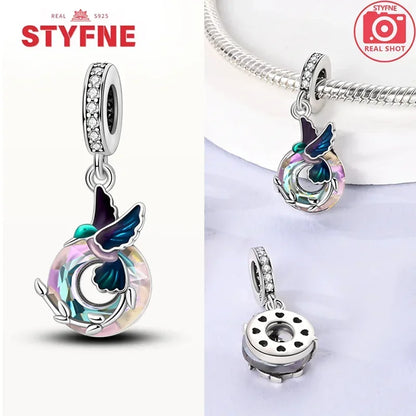 Sterling Silber 925, Fantasie, buntes Herz, Charm-Planeten-Anhänger, Perlen, passend für Original-Armband, Perle für Frauen, edler Schmuck, Geschenk