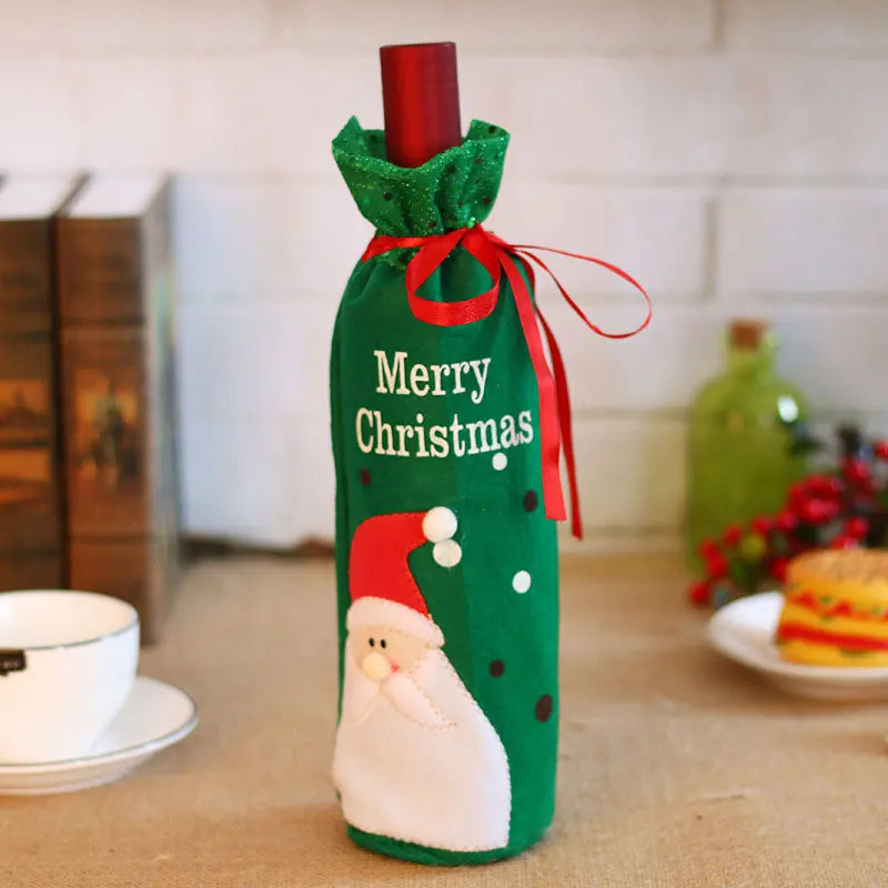 2025, Frohe Weihnachten, Tischdekoration für Zuhause, Weihnachtsmann, Smowman, Champagner, Weinflaschen-Abdeckungshalter, auch für Kinder, Geschenktüte