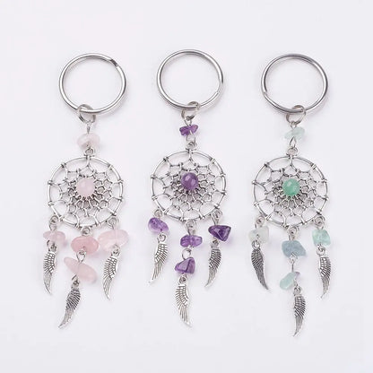 Naturstein Traumfänger Schlüsselanhänger Taschenanhänger Mode Boho Schmuck Flügel Schlüsselanhänger Opal für Frauen Mädchen Party Geschenk