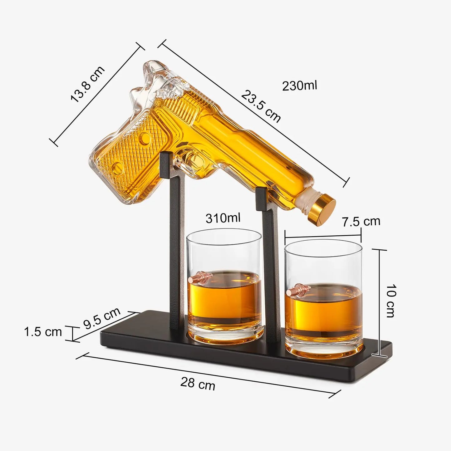 Pistolen-Whisky-Dekanter-Sets mit 2 Bullet-Gläsern, personalisierter Likörspender, Likör, Scotch Bourbon, Wodka, beste Geschenke für Papa