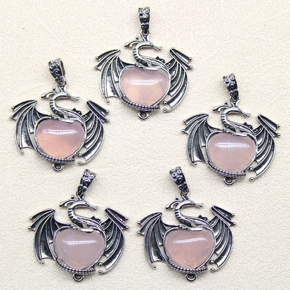 10 Stück bunte Drachen Naturstein Amethyst Quarz Kristall Herz Perle Anhänger für DIY Schmuck Halskette Anhänger Frauen Geschenke