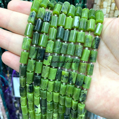 8x12mm Naturstein Grüner Malachit Unregelmäßiger Zylinder Lose Distanzperlen für Schmuckherstellung Diy Armband Charms Zubehör
