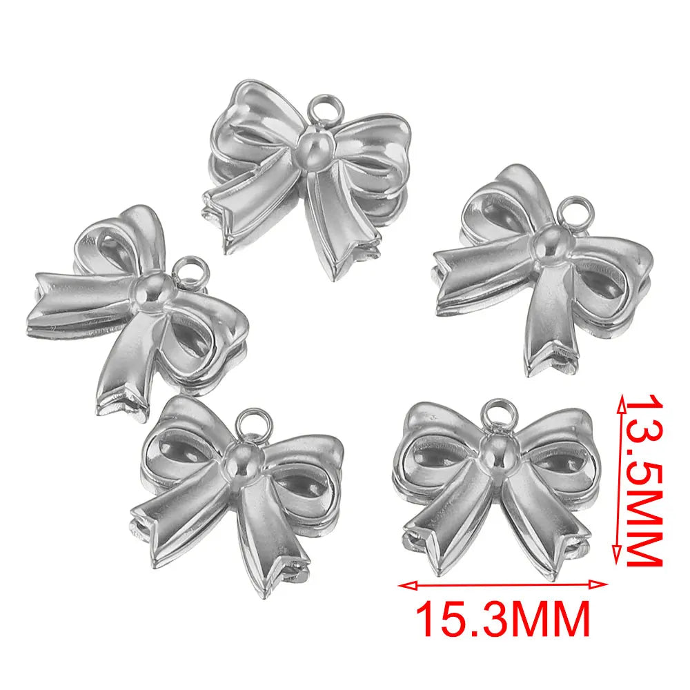 5 Stück Edelstahl Charms Bogen Charm vergoldet Charm DIY Ohrringe Armband Schmuckherstellung Materialien Handwerk Großhandel Bulk
