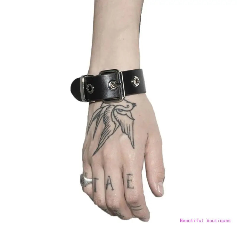 Punk Bracelets Men Women Retro Bracelet Adjustable Wrist Belt Buckle Style Cuff Bangle Bracelet for Men