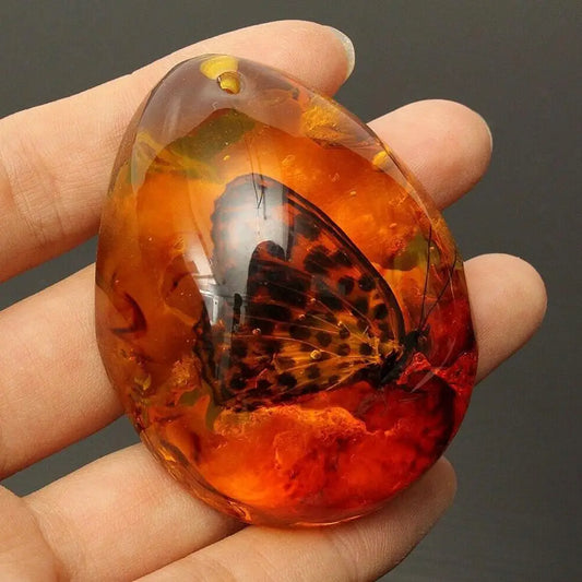 5*4cm schöne Bernstein Schmetterling Insekten Stein Anhänger Halskette Edelstein für DIY Jewell ery Anhänger Handwerk Heim textilien Z5n1