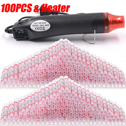 50-1000PCS Schrumpf Butt AWG22-18 Rot Solder Isolierte Wasserdichte Elektrische Spleiß Draht Anschlüsse mit Heißluftpistole Uns/Eu