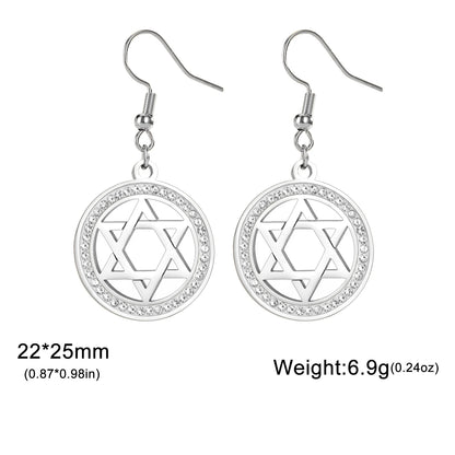 LIKGREAT Stern von David Edelstahl Vintage Halskette klar Zirkon runde Anhänger Halsketten Schmuck Hochzeits geschenk für Frauen Männer
