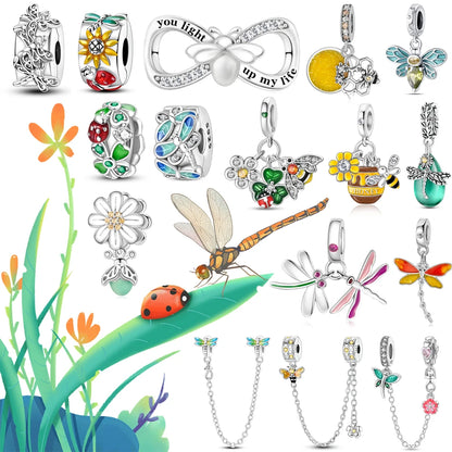 Heißer Verkauf 925er Sterlingsilber Blauwal & Marienkäfer & Engel baumelnder Charm für Armband Boutique Halskette MiNi-Serie Anhänger Geschenk