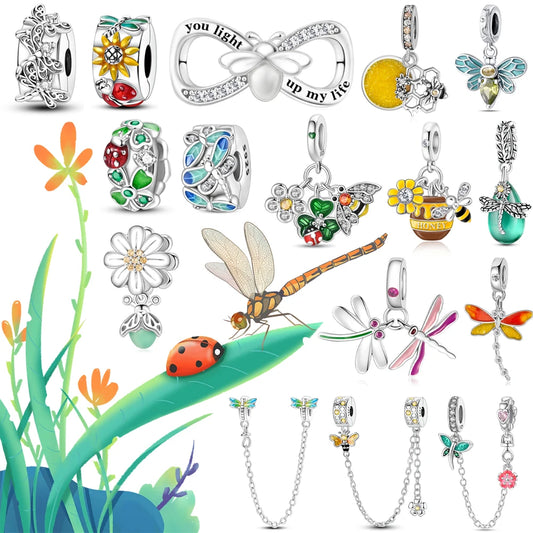 Heißer Verkauf 925er Sterlingsilber Blauwal & Marienkäfer & Engel baumelnder Charm für Armband Boutique Halskette MiNi-Serie Anhänger Geschenk
