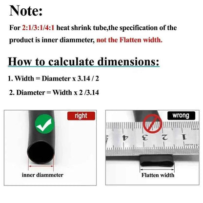 5 m, 2:1 Schrumpfschlauch, Durchmesser 0,6 mm ~ 50 mm, wasserdicht, zum Selbermachen, zum Ummanteln von Drähten und Kabeln, Reparatur ohne Kleber, Polyolefin-Schlauch