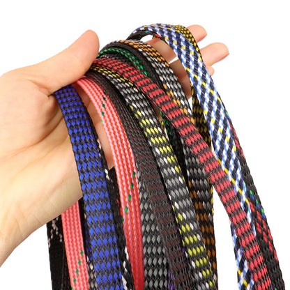 5 Meter PP-Baumwolle + PET-Garn 4mm 8mm 12mm Expandierter Geflochtener Schlauch Weicher Kabelmantel Isolierter Schutz Kabelbündel-Ummantelung