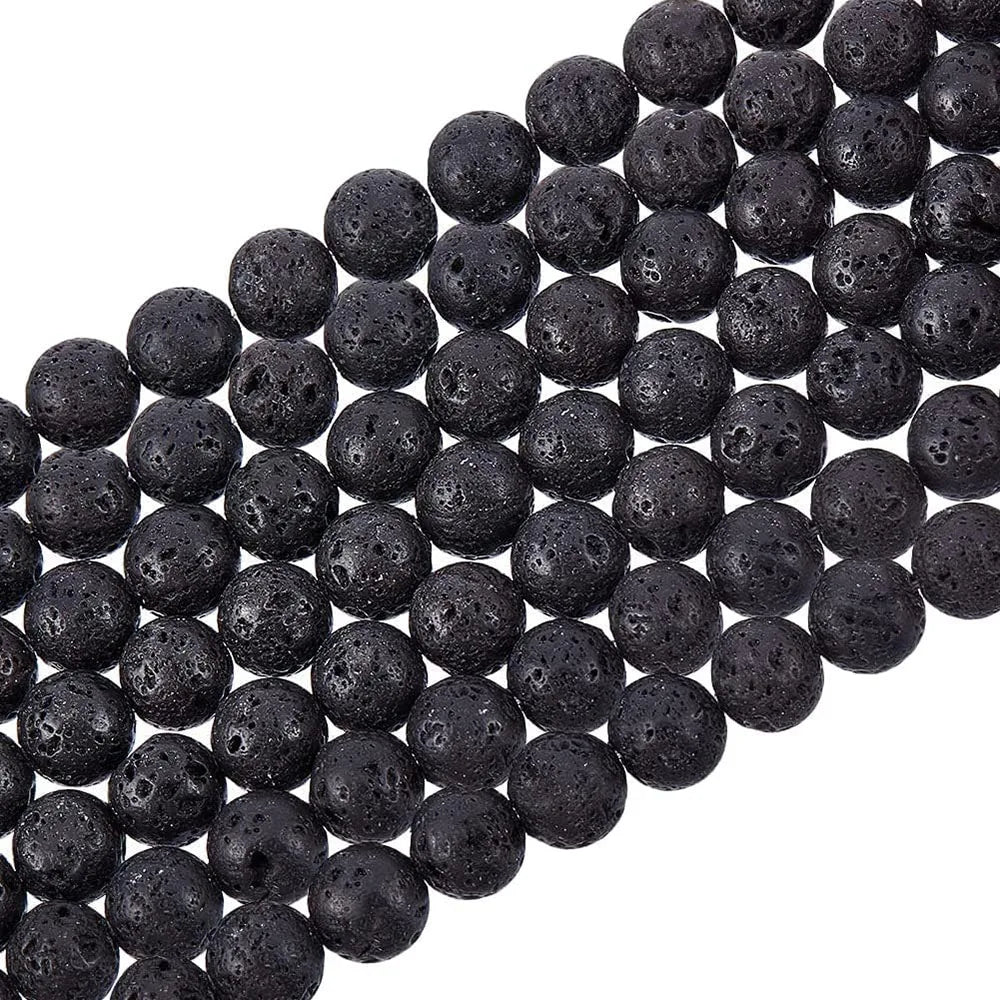 Naturstein, vulkanische Lave, runde Perlen, 4, 6, 8, 10 mm, lose Edelsteinperlen für Schmuckherstellung, DIY-Charms, Armband, Halskette, Ohrringe