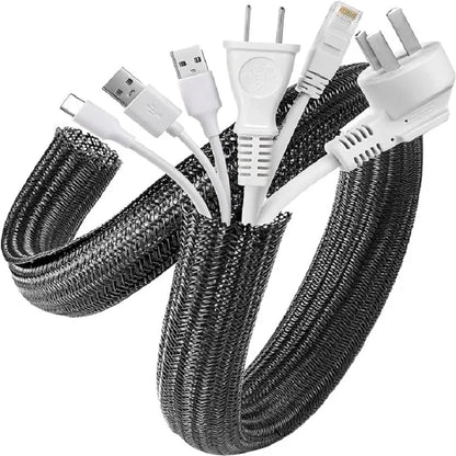5//3/1M geflochtene Kabelhülse aus PET-Nylon, Kabelgehäuse, Kabelhülsen, Draht für Schreibtisch, PC, TV, Kabelschutz, Kabelwickelabdeckung