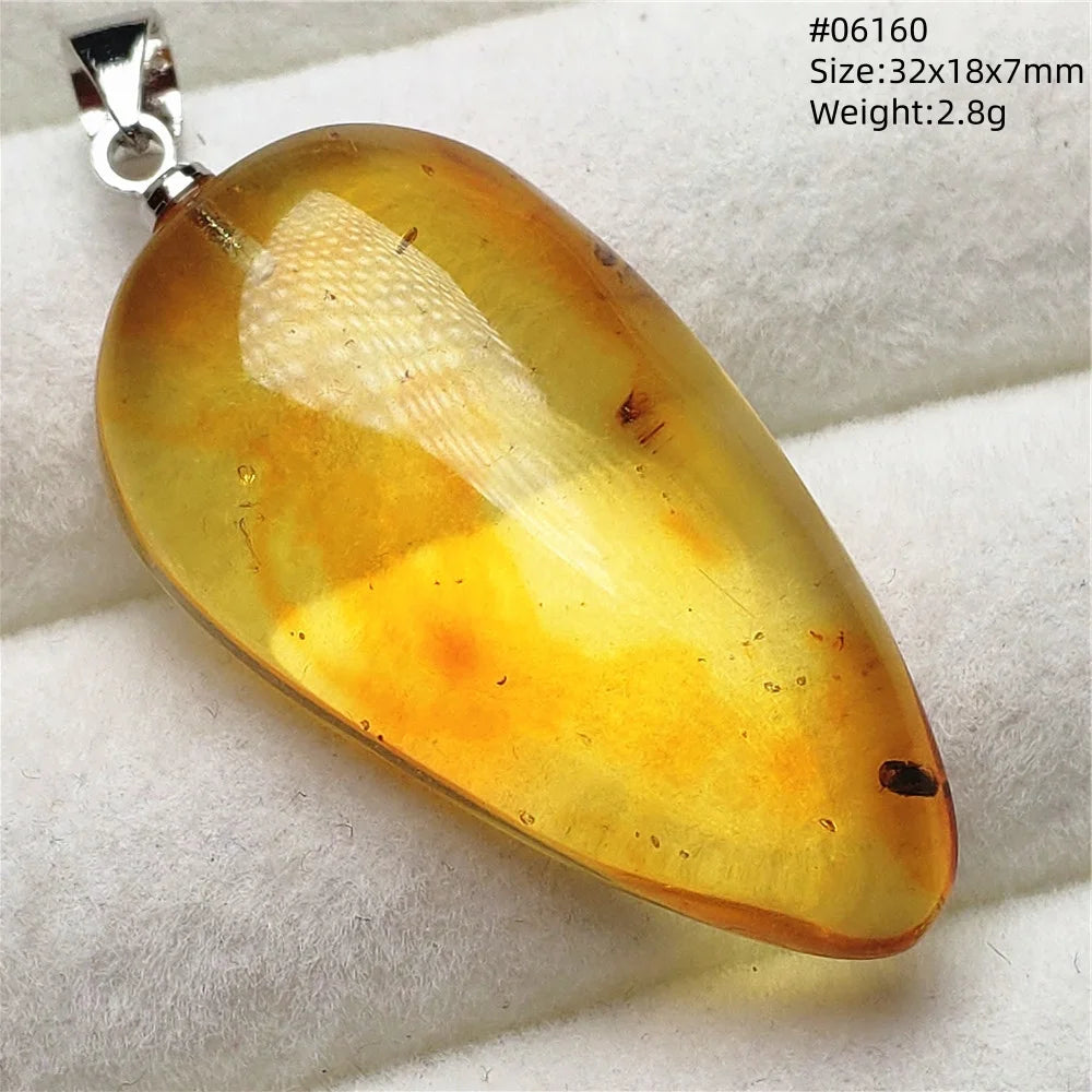 Natürlicher Piebald-Bernstein-Anhänger, gelber Bernstein, 36 x 23 x 14 mm, Edelstein-Anhänger, Halskette, Schmuck, AAAAA