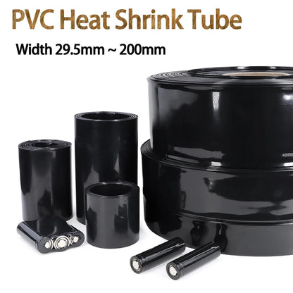 3/5M PVC Schwarzer Schrumpfschlauch Breite 29,5mm ~ 200mm 18650 Lipo Akku-Pack Isolierte Kabelhülle Schutzfolie Batteriefolienummantelung